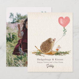 Hedgehog Hugs & Kisses Classroom Valentine Photo Vykort