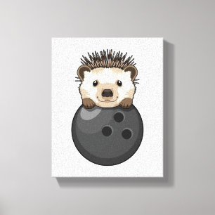 Hedgehog i Bowling med Bowling ball Canvastryck