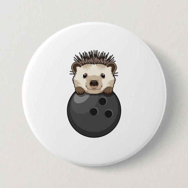 Hedgehog i Bowling med Bowling ball Knapp (Framsida)