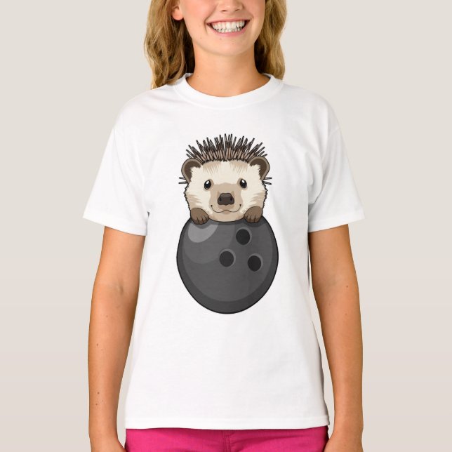 Hedgehog i Bowling med Bowling ball T Shirt (Framsida)