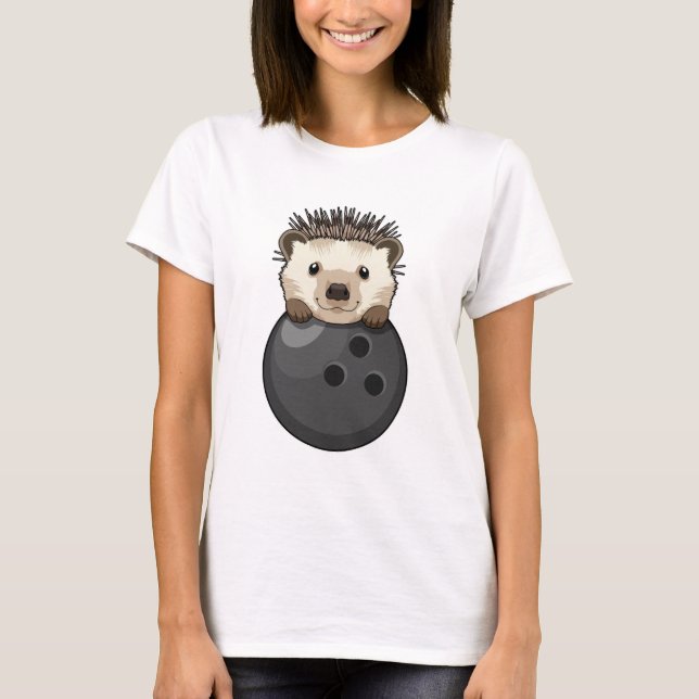 Hedgehog i Bowling med Bowling ball T Shirt (Framsida)