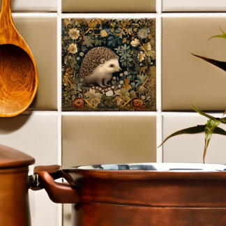Hedgehog i Forest William Morris stil Kakelplatta