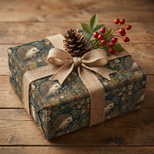 Hedgehog i Forest William Morris stil Presentpapper