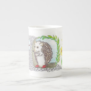 Hedgehog i sitt hem benporslin mugg