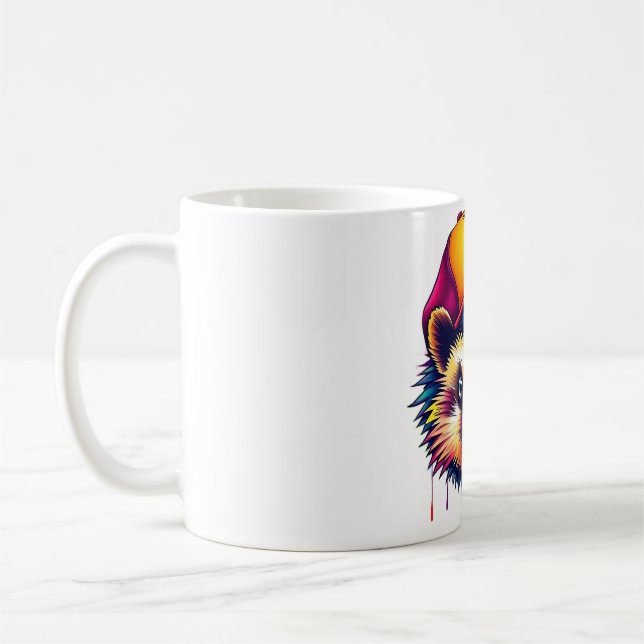 Hedgehog in a Baseball Cap Roligt Design Kaffemugg (Vänster)