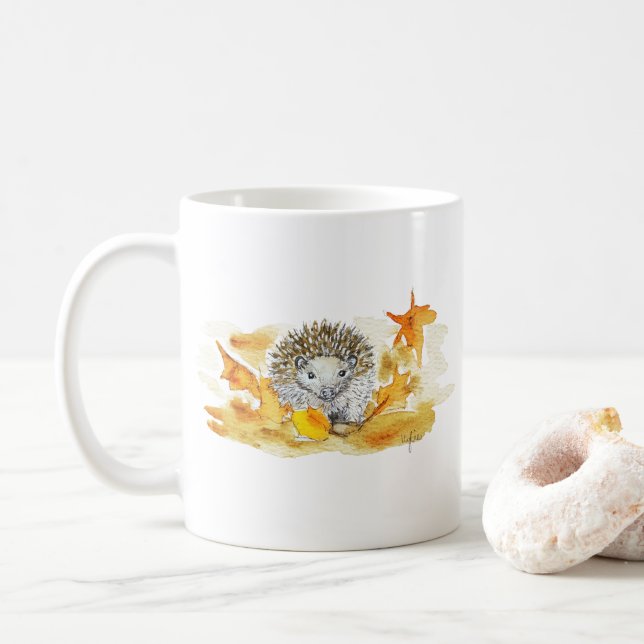 Hedgehog In Fall Leaves Kaffemugg (Med munk)