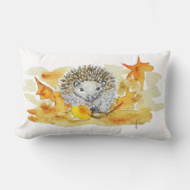 Hedgehog In Fall Leaves Lumbarkudde