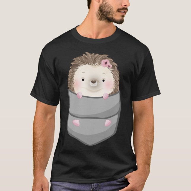 Hedgehog in Pocket Women Girl Cute Hedgehog Pet He T Shirt (Framsida)