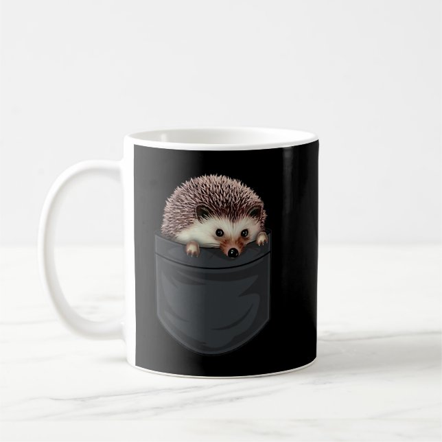 Hedgehog in the Pocket Funny Hedgehog Älskare Gift Kaffemugg (Vänster)