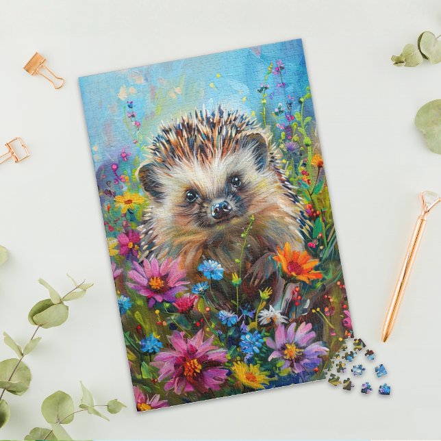 Hedgehog in Wildflower Field Jigsaw Puzzle Pussel (Skapare uppladdad)
