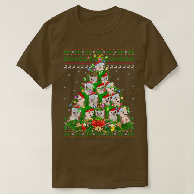 Hedgehog Julafton Lighting Träd Santa Hedgehog Ugl T Shirt (Design framsida)