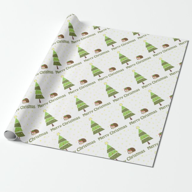 Hedgehog-julscenen Presentpapper (Utrullad)