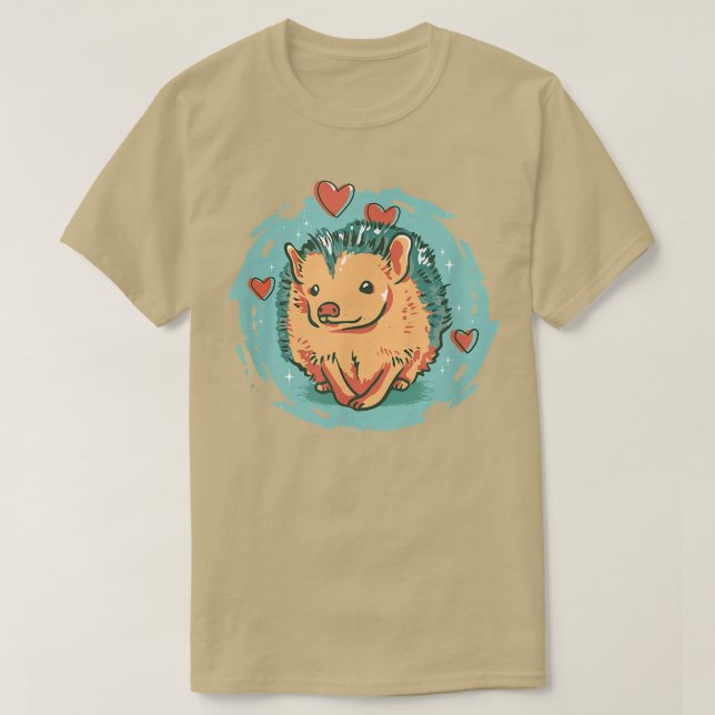 Hedgehog kärlek hösthedgehog-vänner trädgårdshedge t shirt (Design framsida)