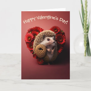 Hedgehog Kärlek med Flowers för Valentindagen Helgkort