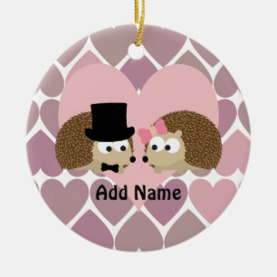 Hedgehog Kärlek med Hearts Julgransprydnad Keramik