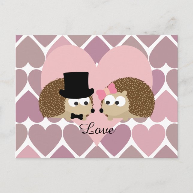 Hedgehog Kärlek med Hearts Vykort (Framsida)