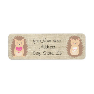 Hedgehog Land Burlap Mönster Returadress Etikett