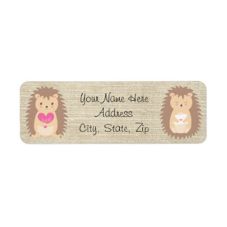 Hedgehog Land Burlap Mönster Returadress Etikett