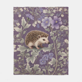 Hedgehog Lila William Morris Inspired Blommigt Fleecefilt