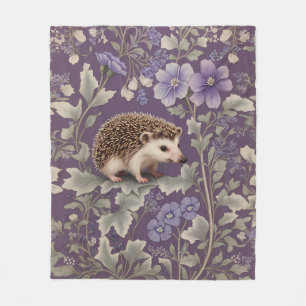 Hedgehog Lila William Morris Inspired Blommigt Fleecefilt