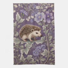 Hedgehog Lila William Morris Inspired Blommigt Kökshandduk