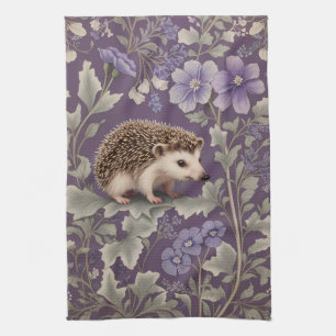 Hedgehog Lila William Morris Inspired Blommigt Kökshandduk