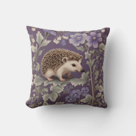 Hedgehog Lila William Morris Inspired Blommigt Kudde