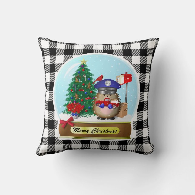 Hedgehog Mail Carrier Snö Globe Kudde (Baksida)