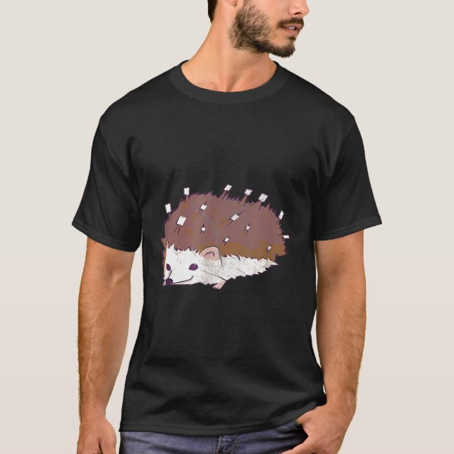 Hedgehog Marshmallow Candy Campfire Camping T Shirt (Framsida)