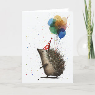 Hedgehog med Balloons Folding Card Tack Kort