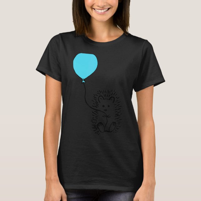 Hedgehog med den blå ballondidén om en bir t shirt (Framsida)
