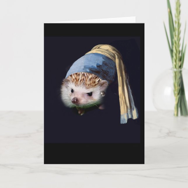 Hedgehog med ett kort för öronmärkning (Framsida)