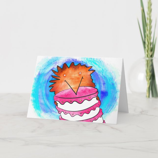 Hedgehog med födelsedagskort kort (Framsida)