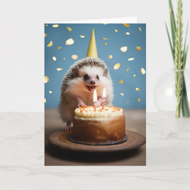 Hedgehog med födelsedagskummel - kort (Framsida)