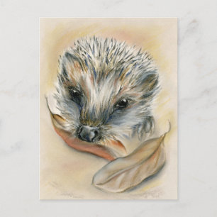 Hedgehog med Höst löv Vykort