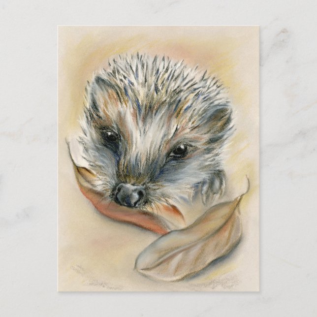 Hedgehog med Höst löv Vykort (Framsida)