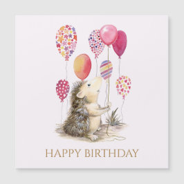 Hedgehog med rosa ballonger Grattis på födelsedage