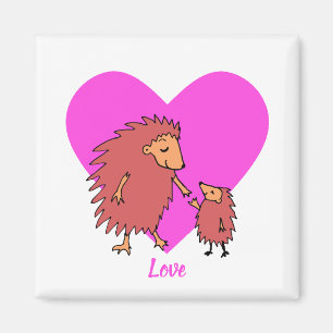 Hedgehog Mor och Child Kärlek Magnet