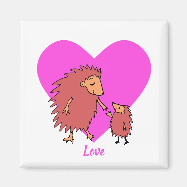 Hedgehog Mor och Child Kärlek Magnet (Framsidan)