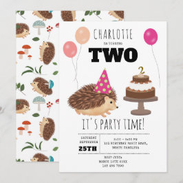 Hedgehog Mushroom Woodland Forest Funny Birthday Inbjudningar
