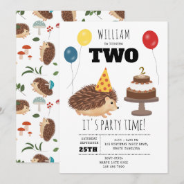 Hedgehog Mushroom Woodland Forest Funny Birthday Inbjudningar