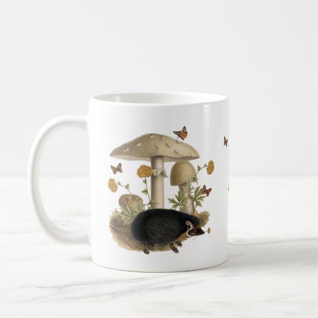 Hedgehog Mushroom Woodland Kaffemugg (Vänster)