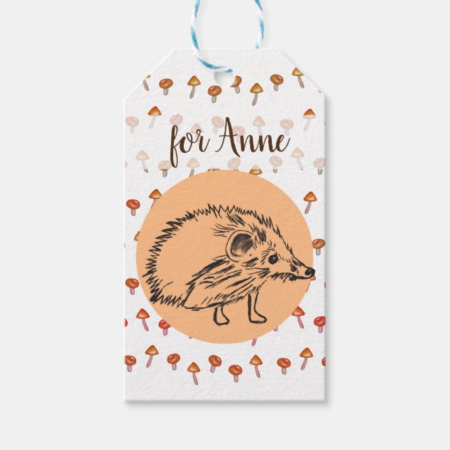 Hedgehog MushRums Cute Gift Märkre Presentetikett (Framsidan)