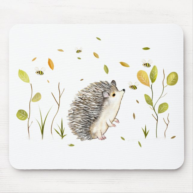 Hedgehog och Bees Mouse Pad Musmatta (Framsidan)