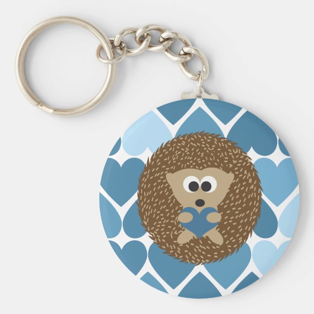 Hedgehog och Blue Hearts Nyckelring (Framsidan)