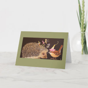 hedgehog och carolina wren-kort kort