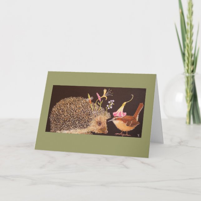 hedgehog och carolina wren-kort kort (Framsida)