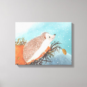 Hedgehog och första snöflingor canvastryck