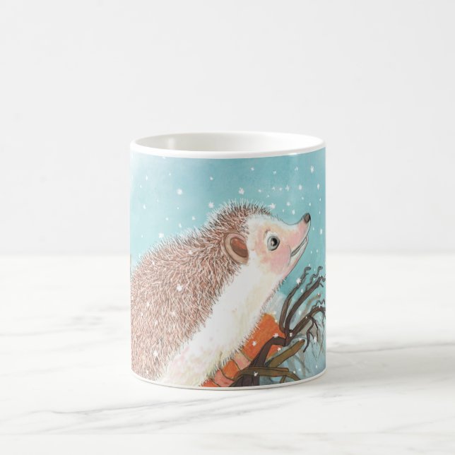 Hedgehog och första snöflingor kaffemugg (Center)