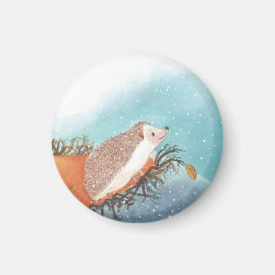 Hedgehog och första snöflingor magnet